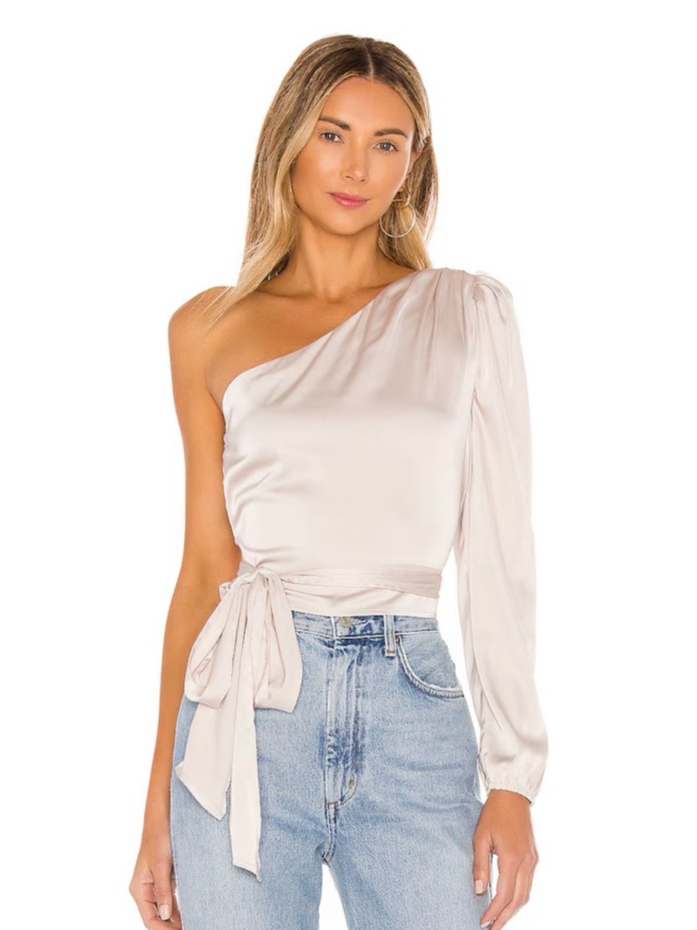 Scottie One Shoulder Top in Bone